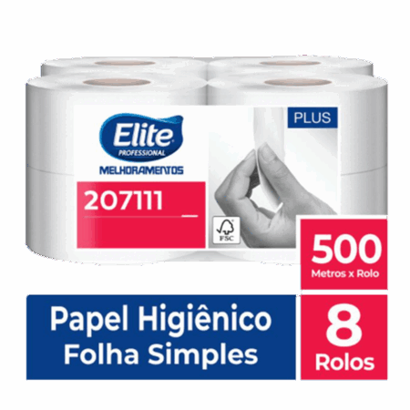 Papel Higiênico Rolo Melpaper Folha Simples c/ 8 rolos de 500 metros
