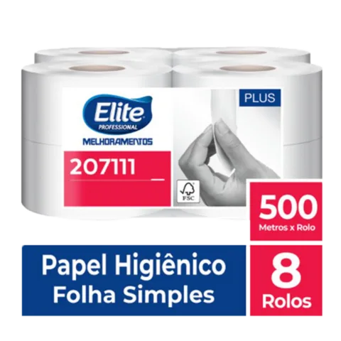 Papel Higiênico Rolo Melpaper Folha Simples c/ 8 rolos de 500 metros