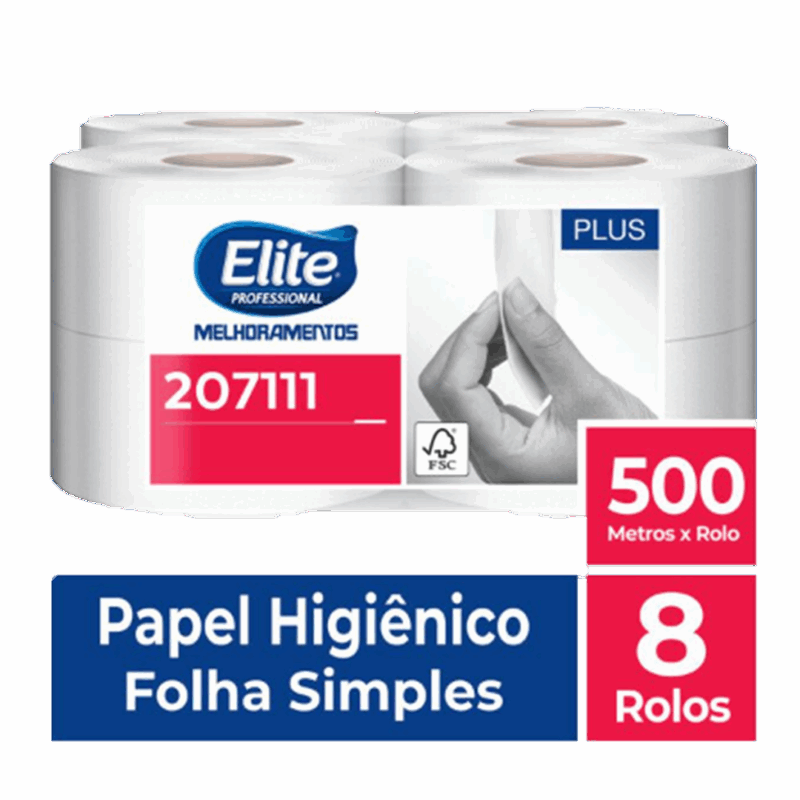 Papel Higiênico Rolo Melpaper Folha Simples c/ 8 rolos de 500 metros