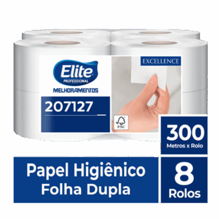 Papel Higiênico Rolo Melpaper Folha Dupla c/ 8 rolos de 300 metros