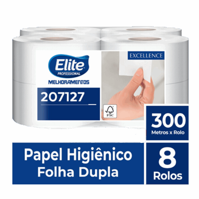 Papel Higiênico Rolo Melpaper Folha Dupla c/ 8 rolos de 300 metros