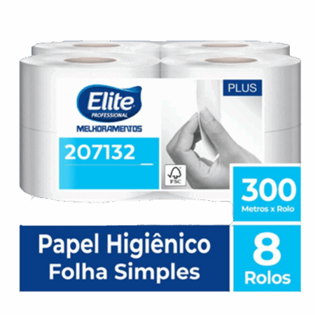 Papel Higiênico Rolo Suite Folha Simples c/ 8 rolos de 300 metros