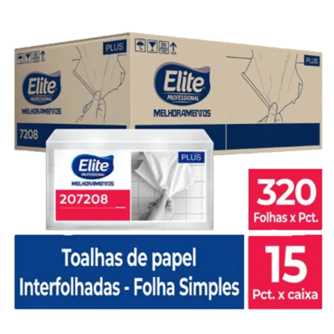 Toalha de Papel Interfolhado Plus c/ 15 pacotes de 320 folhas