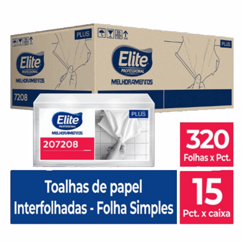 Toalha de Papel Interfolhado Plus c/ 15 pacotes de 320 folhas