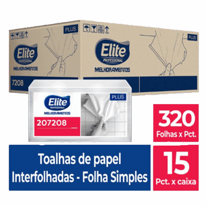 Toalha de Papel Interfolhado Plus c/ 15 pacotes de 320 folhas