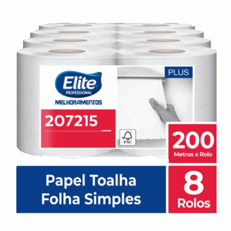Toalha de Papel Rolo Melpaper -folha Simples c/ 8 rolos de 200 metros