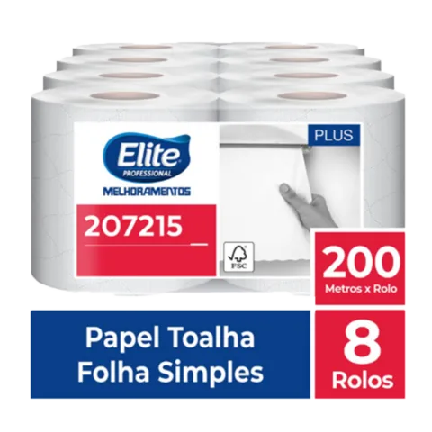 Toalha de Papel Rolo Melpaper -folha Simples c/ 8 rolos de 200 metros