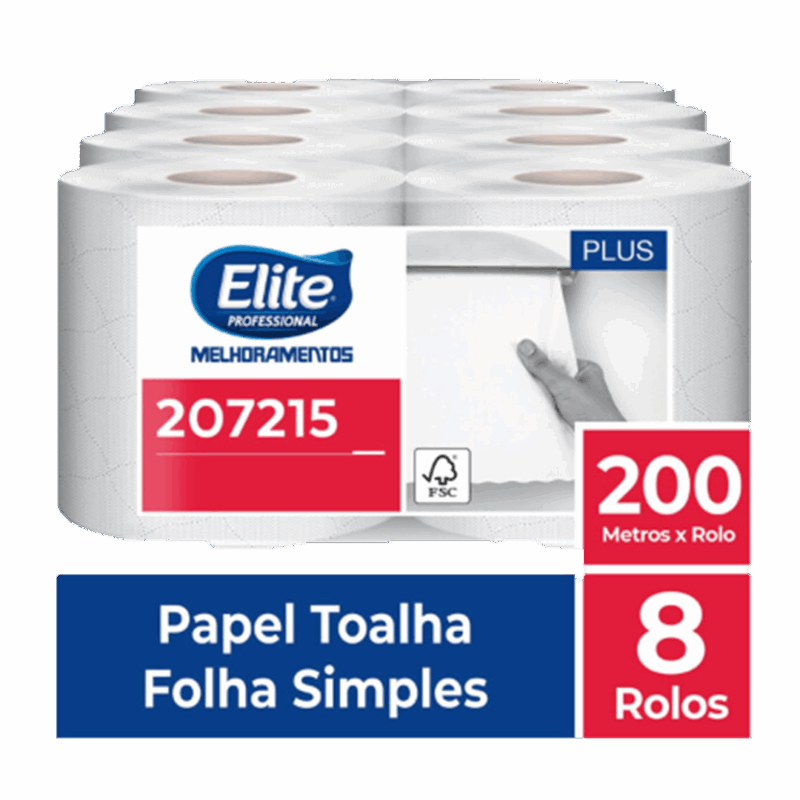 Toalha de Papel Rolo Melpaper -folha Simples c/ 8 rolos de 200 metros