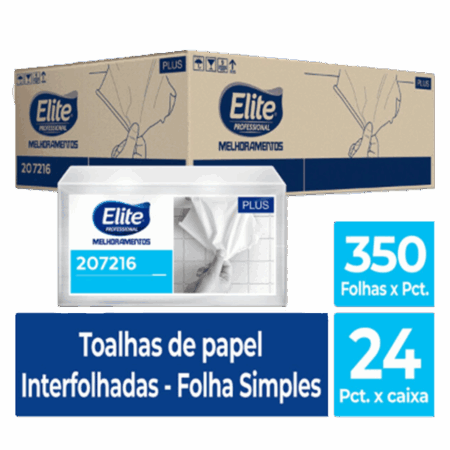 Toalha de Papel Interfolhado Plus c/ 24 pacotes de 350 folhas