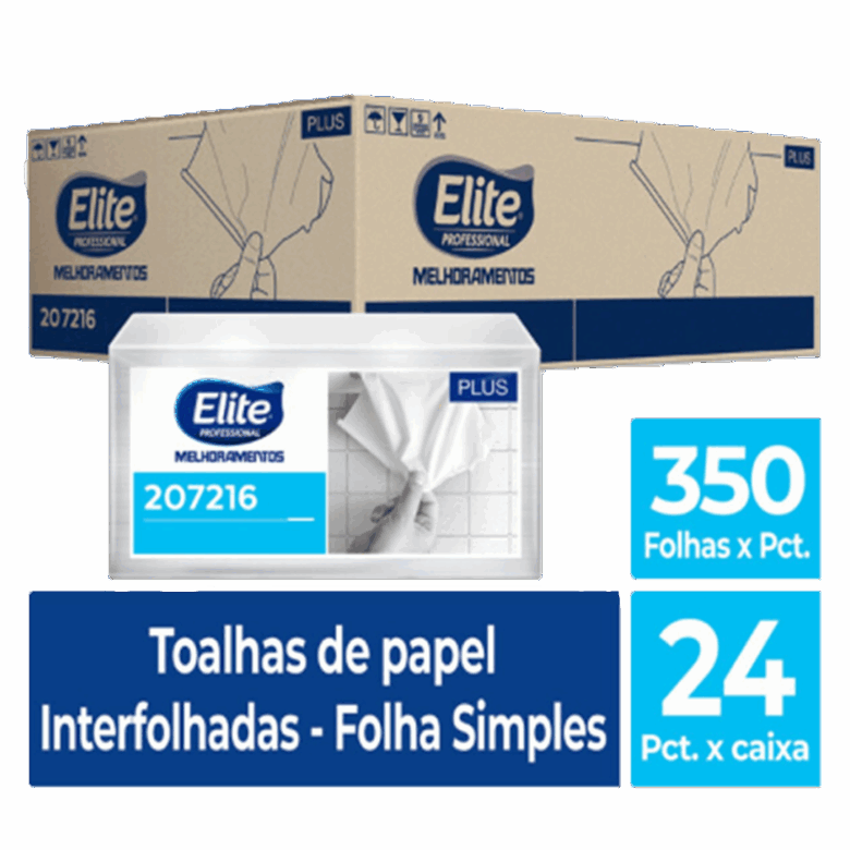Toalha de Papel Interfolhado Plus c/ 24 pacotes de 350 folhas