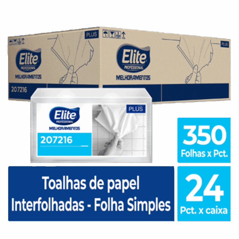 Toalha de Papel Interfolhado Plus c/ 24 pacotes de 350 folhas