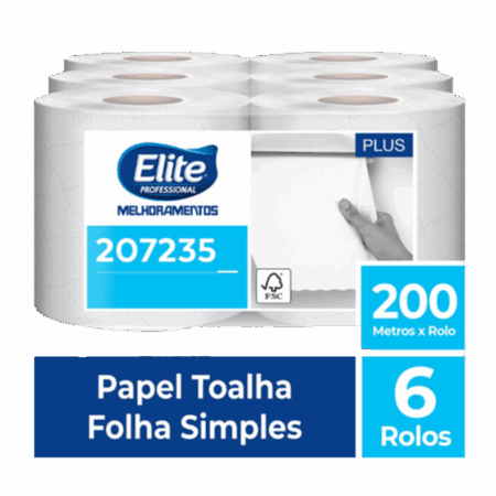 Toalha de Papel Rolo - Folha Simples c/ 6 rolos de 200 metros