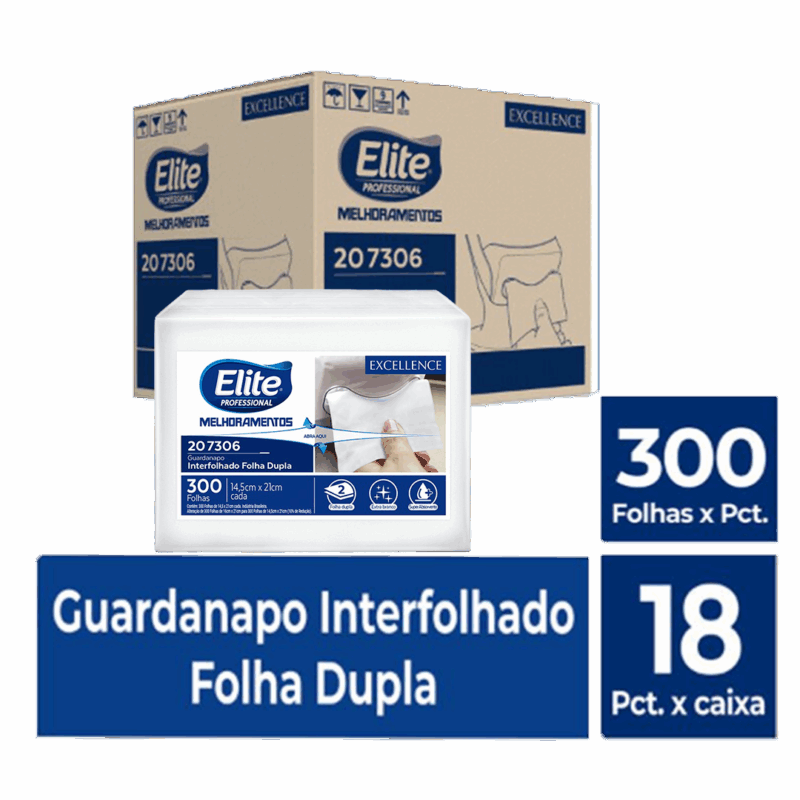 Guardanapo Interfolhado Folha Dupla c/ 18 pacotes de 300 folhas - Fast Food - Tamanho folha: 14,5 x 21 cm