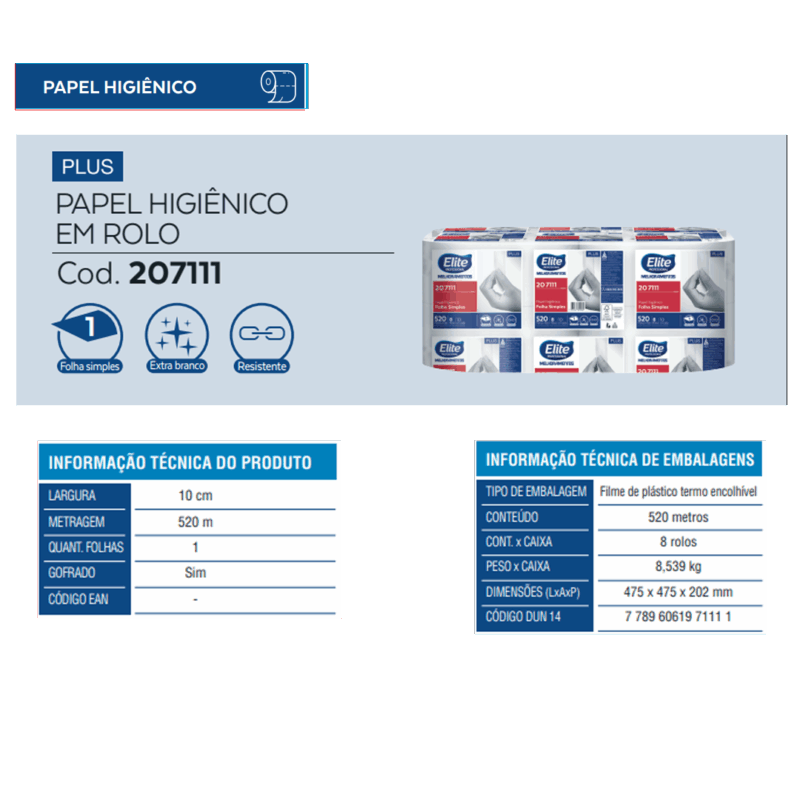 Papel Higiênico Rolo Melpaper Folha Simples c/ 8 rolos de 500 metros - Imagem 3