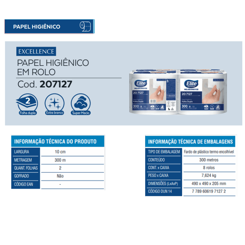 Papel Higiênico Rolo Melpaper Folha Dupla c/ 8 rolos de 300 metros - Imagem 3