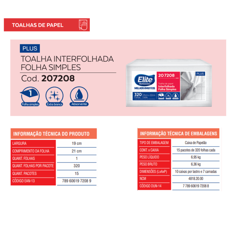 Toalha de Papel Interfolhado Plus c/ 15 pacotes de 320 folhas - Imagem 3