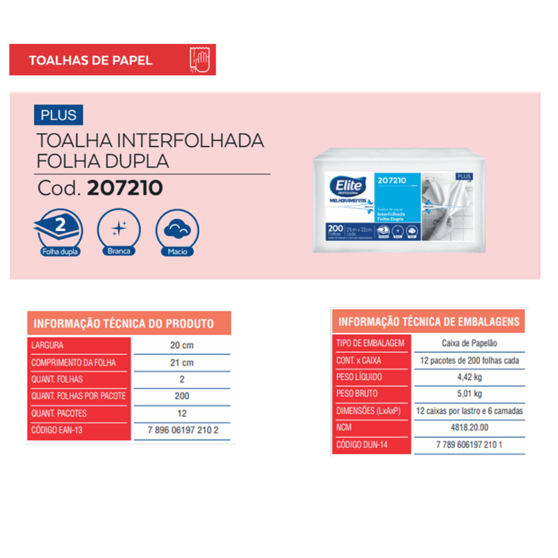 Toalha de Papel Interfolhado Plus - Folha Dupla c/ 12 pacotes de 200 folhas - Imagem 3