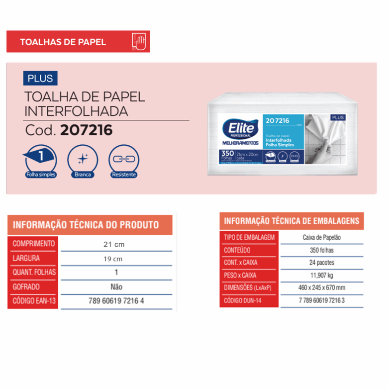 Toalha de Papel Interfolhado Plus c/ 24 pacotes de 350 folhas - Imagem 3