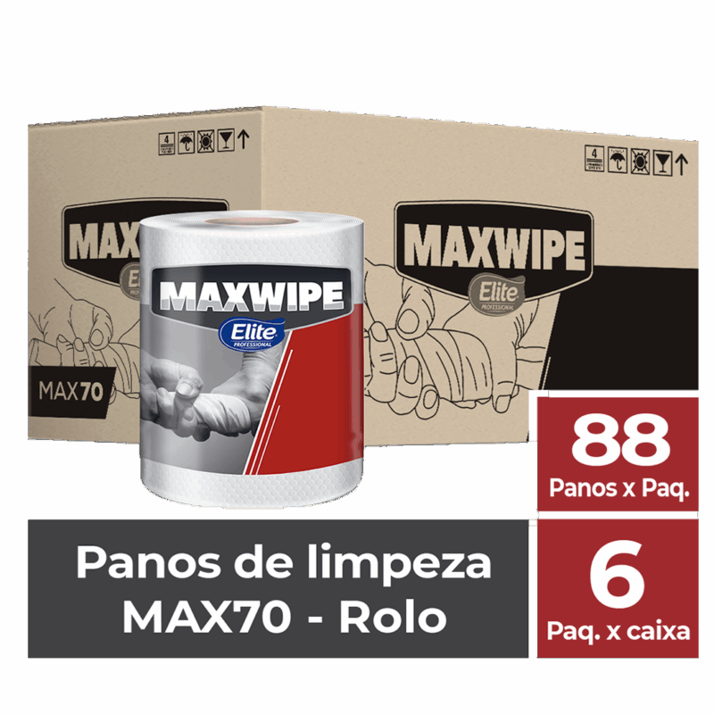 Toalha Papel Rolo Maxwipe Max70 c/ 6 pacotes de 88 folhas