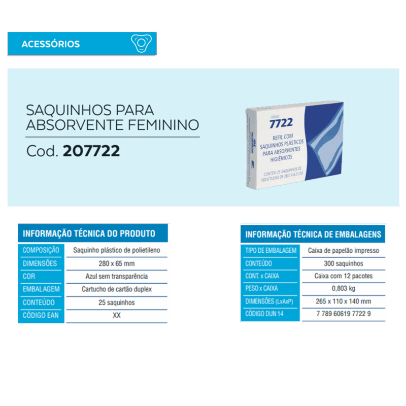 Saquinho Para Descarte de Absorvente c/ 12 refis x 25 saquinhos - Imagem 3