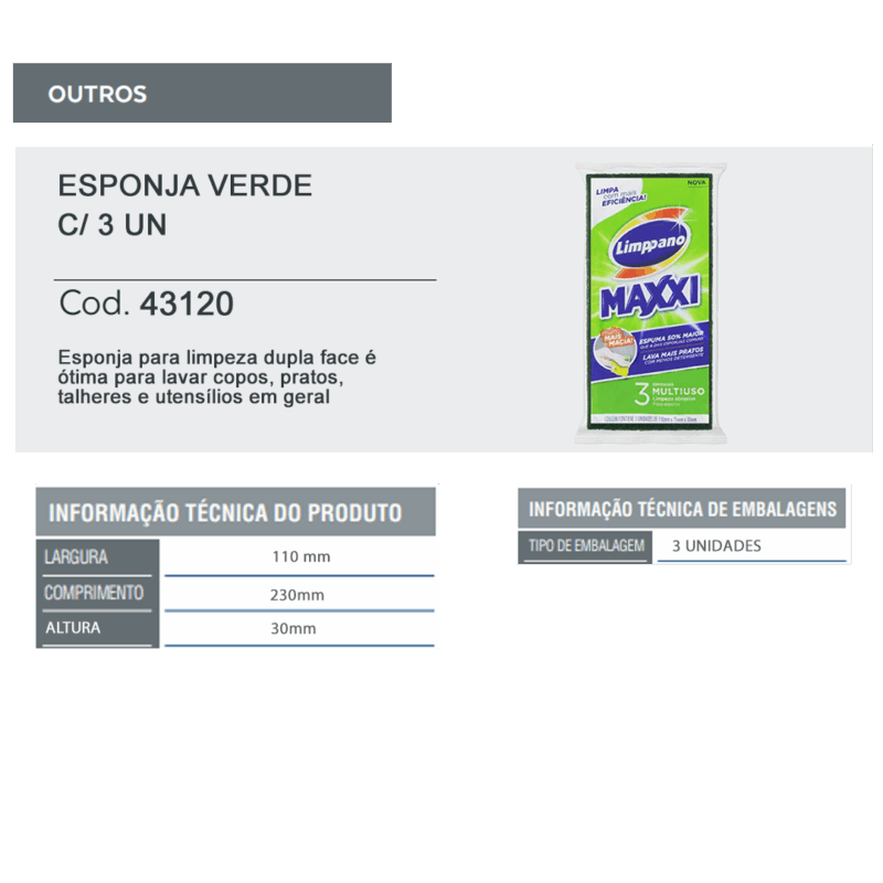 Esponja Verde C/ 3 Un - Imagem 3