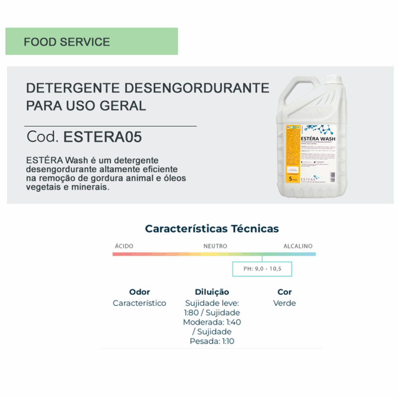 ESTERA WASH 5L - Detergente Desengordurante Concentrado - até 1:80 - Imagem 2