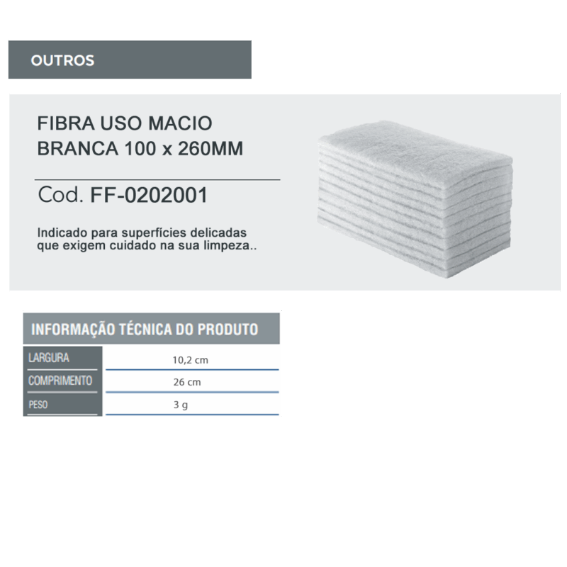 Fibra Uso Geral Macia Branca 100 x 260mm - Unidade - SuperPro - Imagem 2