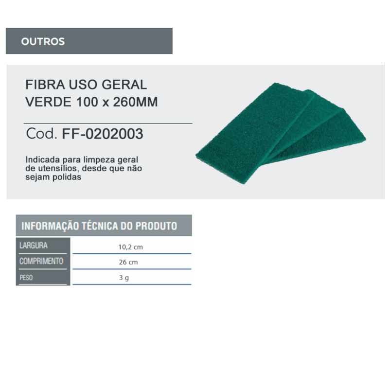 Fibra Uso Geral Verde 100 x 260mm - Unidade - SuperPro - Imagem 2