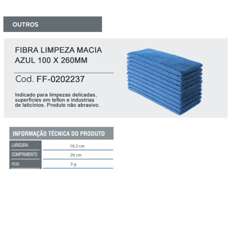 Fibra Limpeza Macia Azul 100 x 260mm - Unidade - SuperPro - Imagem 2