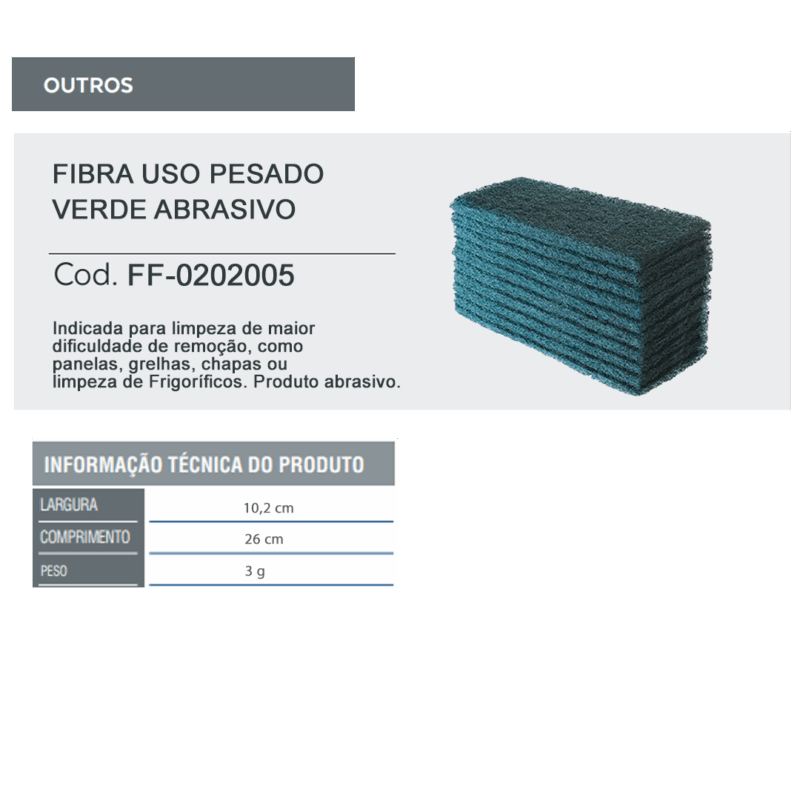 Fibra Uso Pesado Verde Abrasivo 100 x 260mm - Unidade - SuperPro - Imagem 2