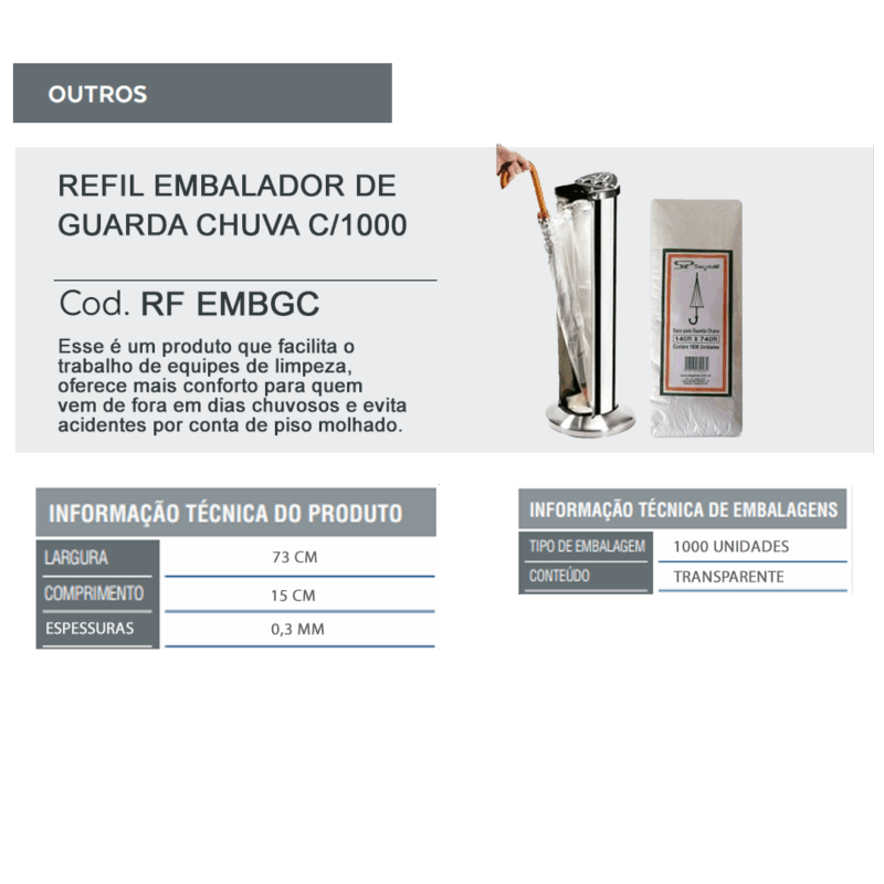 Refil Embalador de Guarda Chuva c/1.000 membranas - Imagem 2