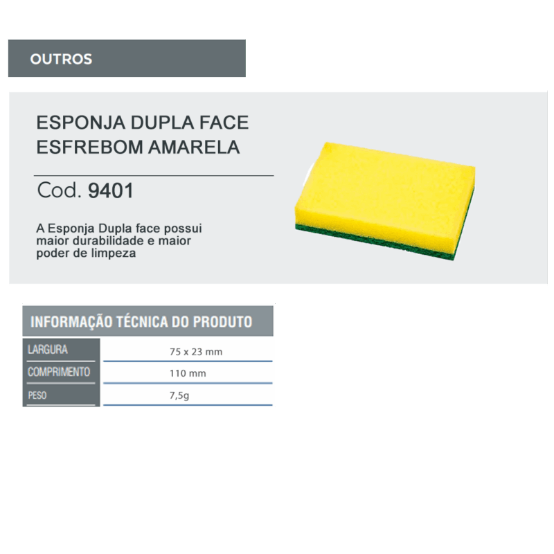 Esponja Dupla Face Esfrebom Amarela - Imagem 2