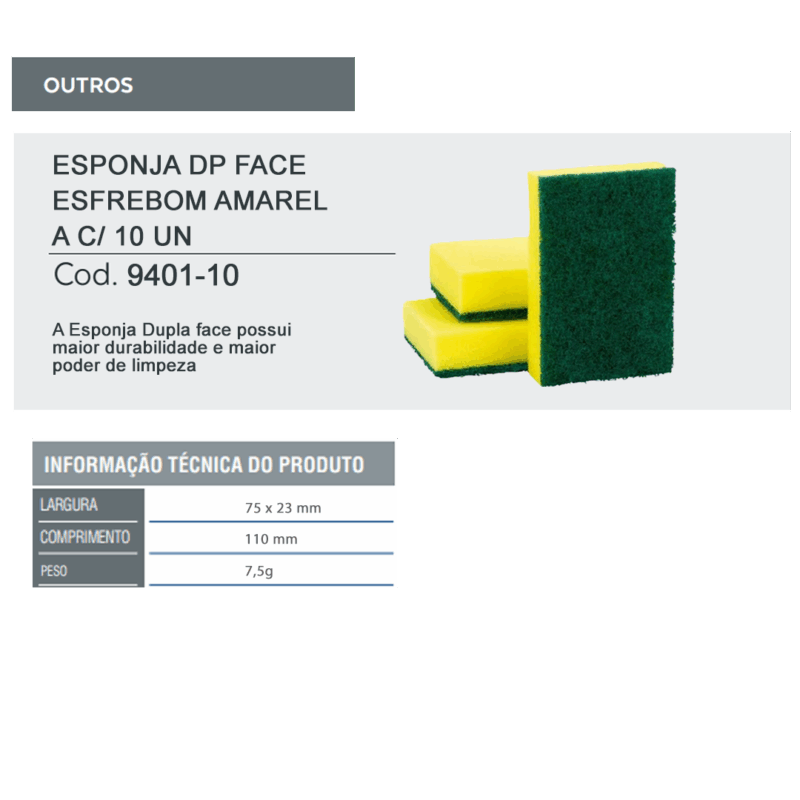 Esponja Dupla Face Esfrebom Amarela c/ 10 Un - Imagem 3