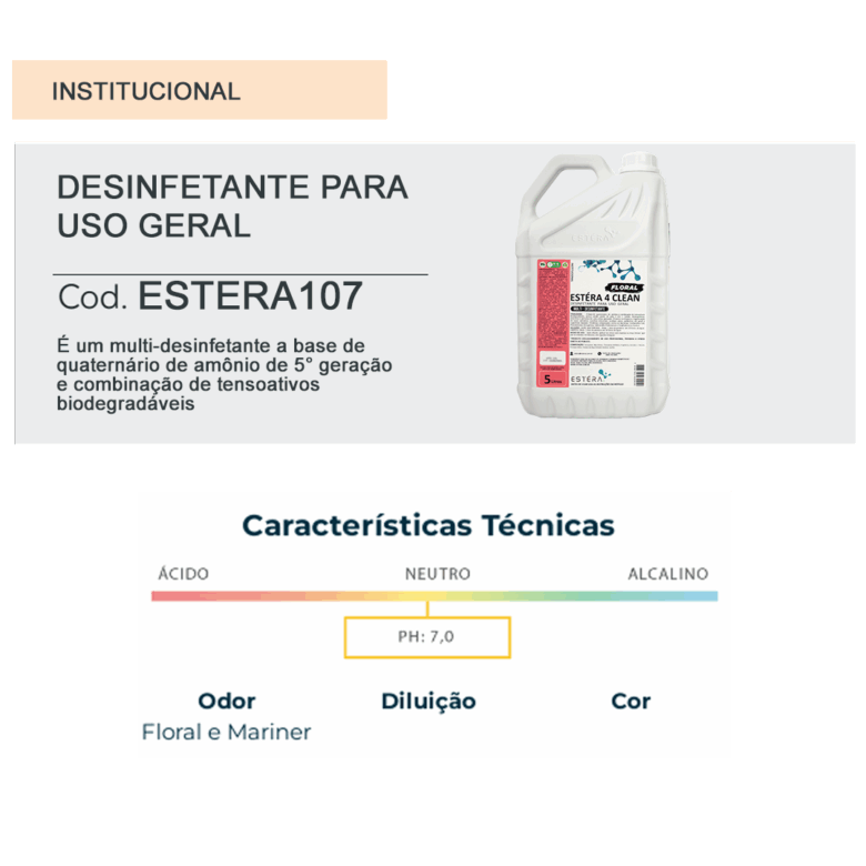ESTERA 4CLEAN FLORAL 5L - Desinfetante concentrado - até 1:50 - Imagem 2