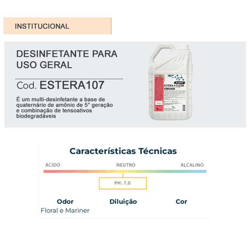 ESTERA 4CLEAN FLORAL 5L - Desinfetante concentrado - até 1:50 - Imagem 2