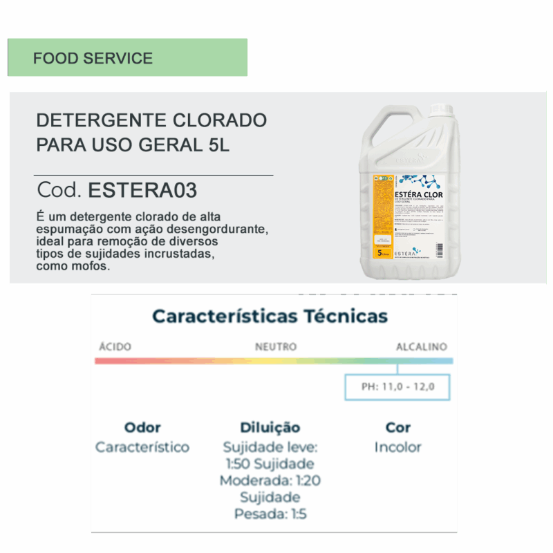 ESTERA CLOR 5L - Detergente Clorado para Uso Geral - até 1:50 - Imagem 2