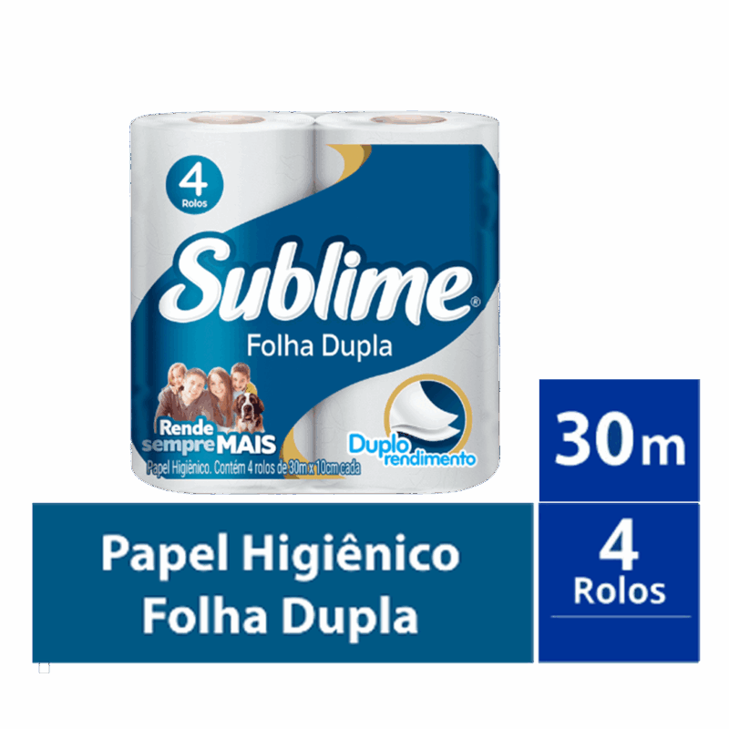 Papel Higiênico Rolo Folha Dupla De 30m Sublime- Pacote Com 4 Rolos - Imagem 2