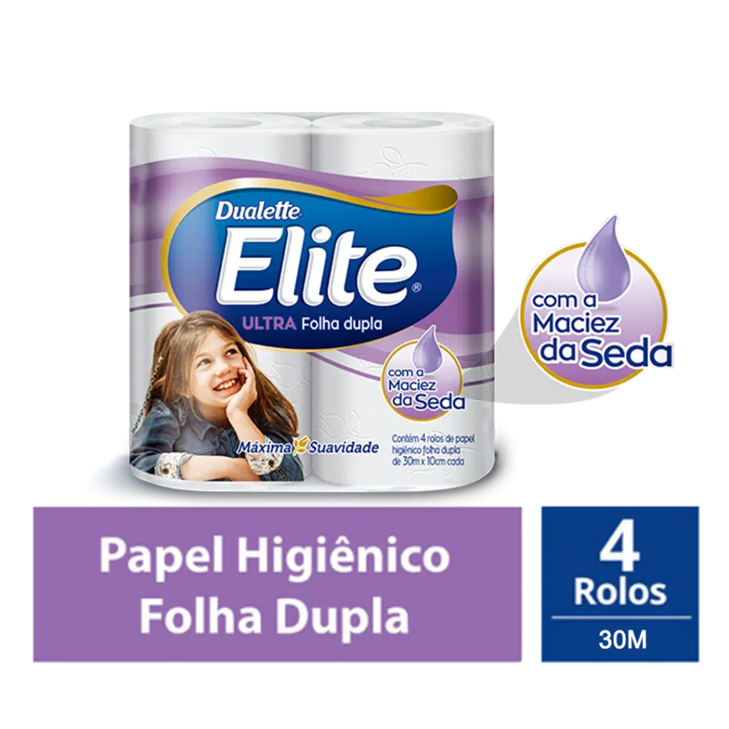 Papel Higiênico Rolo Folha Dupla De 30m Duallete- Pacote Com 4 Rolos ...