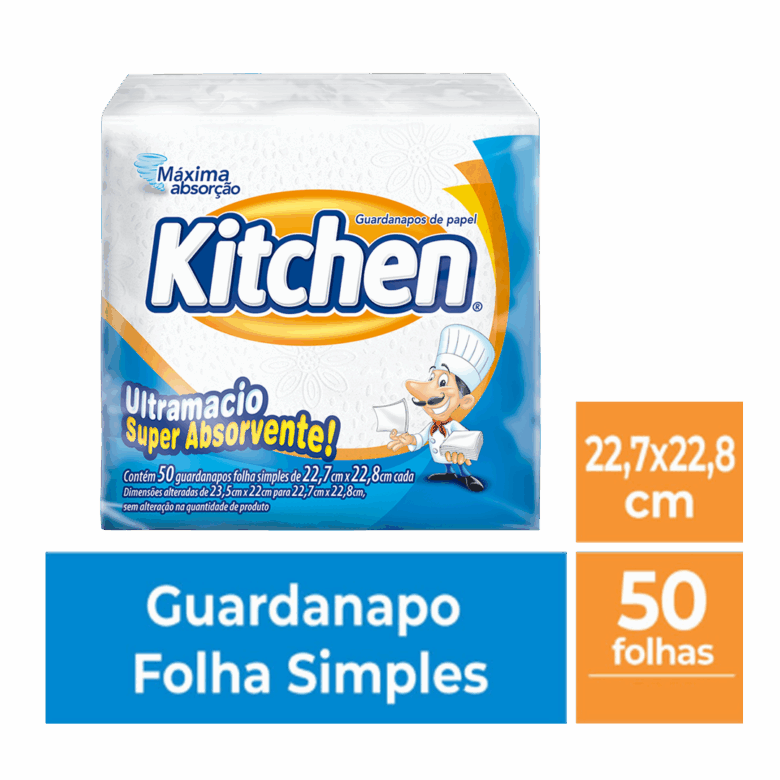 Guardanapo Kitchen Pequeno 22,7x22,8cm - 1 Pacote 50 Folhas - Imagem 2
