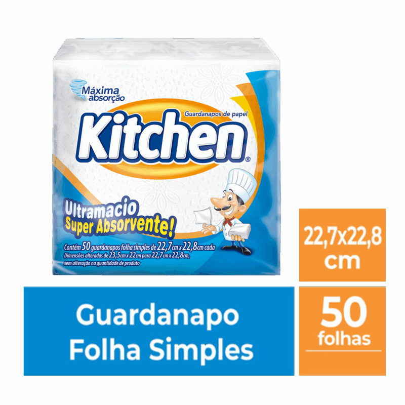 Guardanapo Kitchen Pequeno 22,7x22,8cm - 1 Pacote 50 Folhas - Imagem 2