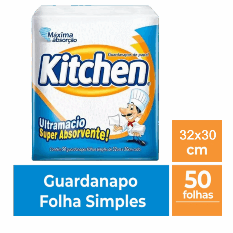 Guardanapo Kitchen Refeição 32X30cm Grande - 1 Pacote 50 Folhas - Imagem 2