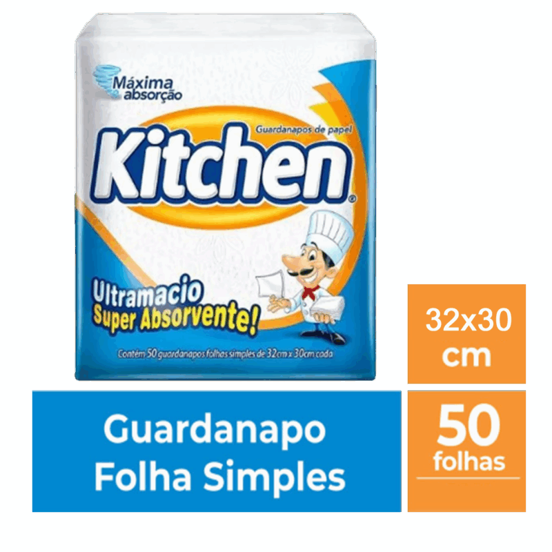 Guardanapo Kitchen Refeição 32X30cm Grande - 1 Pacote 50 Folhas - Imagem 2