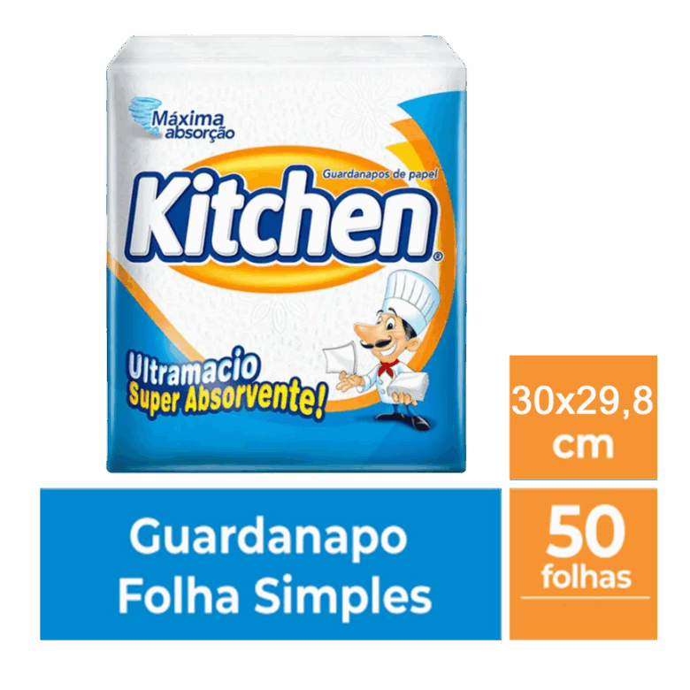 Guardanapo Kitchen Refeição 30X29,8cm Grande - 1 Pacote 50 Folhas - Imagem 2