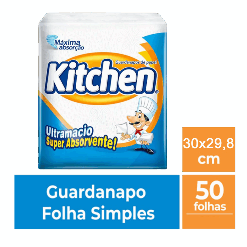 Guardanapo Kitchen Refeição 30X29,8cm Grande - 1 Pacote 50 Folhas - Imagem 2