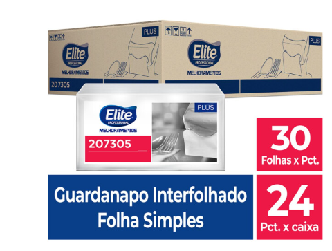 Guardanapo interfolhado folha simples fast food com 24 pacotes de 300 folhas
