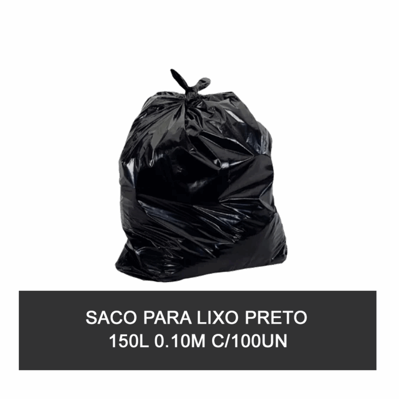 Saco para lixo preto 150L 0.10m com 100 Un - Imagem 2