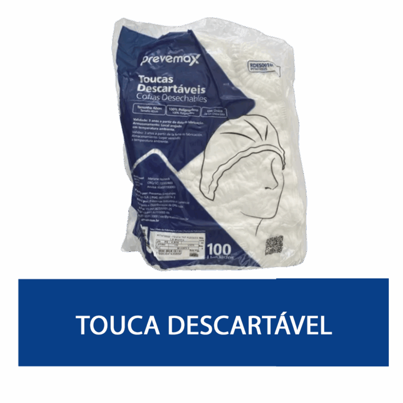 Touca Descartável TNT - pacote com 100 unidades  - tamanho único - Prevemax - Imagem 2