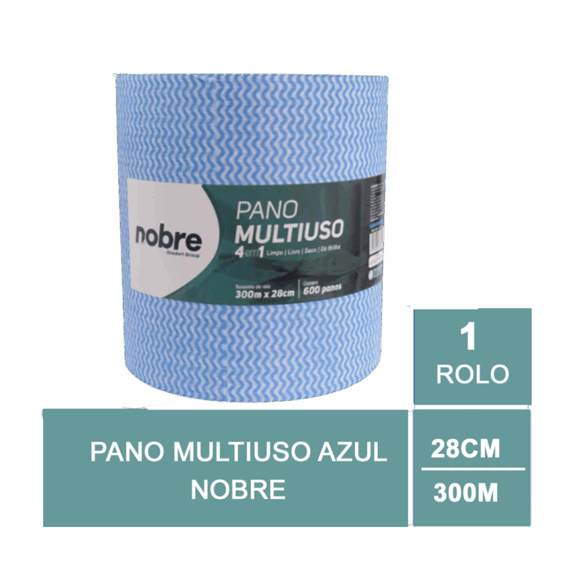 Pano Multiuso Azul Rolo 300 metros Perflex com 600 panos de 28x50cm 35g/m²- NOBRE - Imagem 2