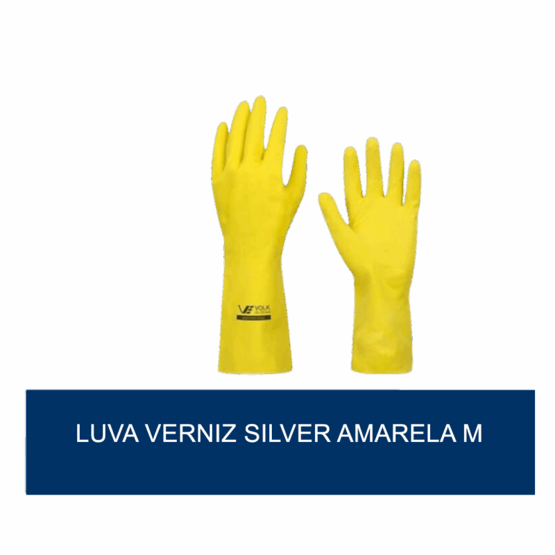 Luva de verniz silver Amarela M - unidade - Imagem 2