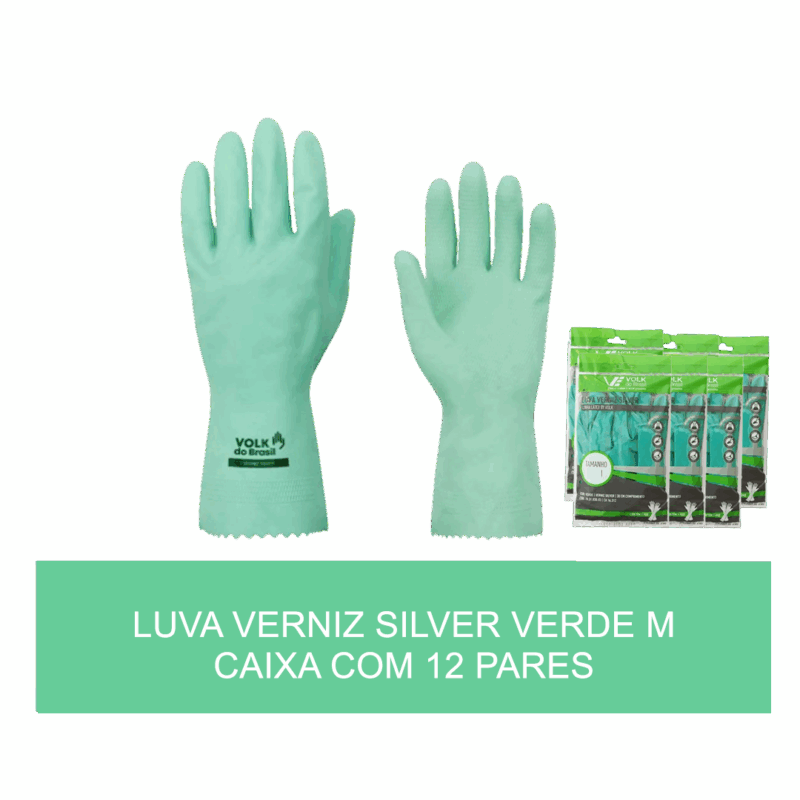Luva de verniz silver verdel M - com 12 pares - Imagem 2
